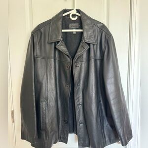 J. CREW Oversized Leather (Fur Interior) Coat/Jacket
